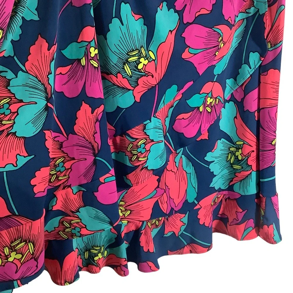 Leota Floral Print Faux Wrap Skirt